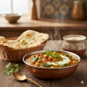 Murgh Chikar Choley with 2 Naan & Halwa