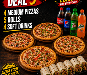 4 Med, 5 Rolls & 4 Soft Drinks