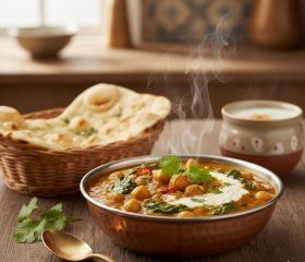 Mughlai Chikar Chole with Naans & Halwa